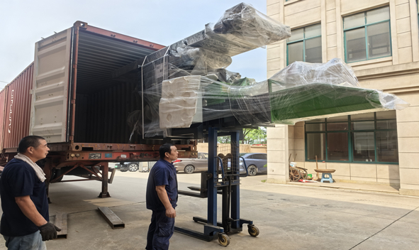 Loading into container by forklift